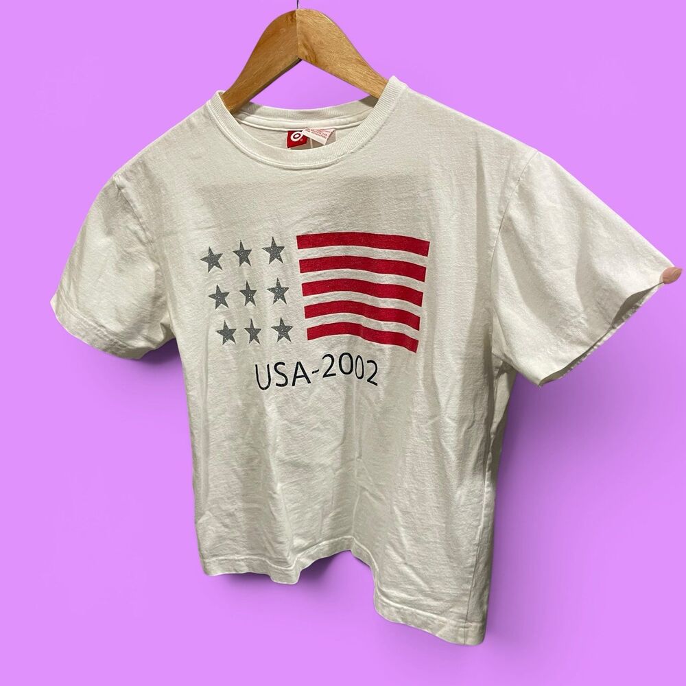 Cute Target Y2K USA flag 4th July crop cotton t-shirt